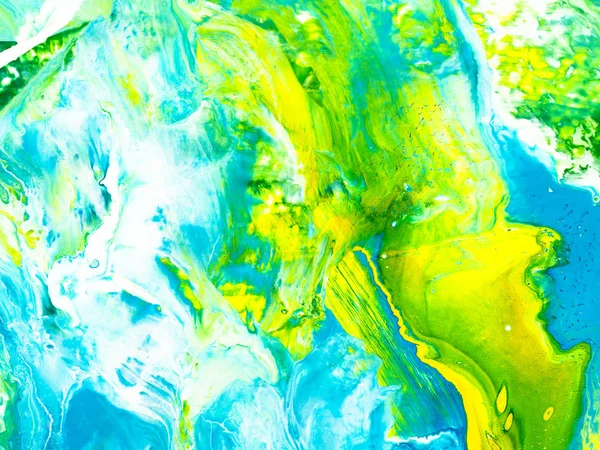 Blue, green and yellow creative abstract painting background, fragment of the painting, wallpaper, texture. Modern art. Contemporary art.