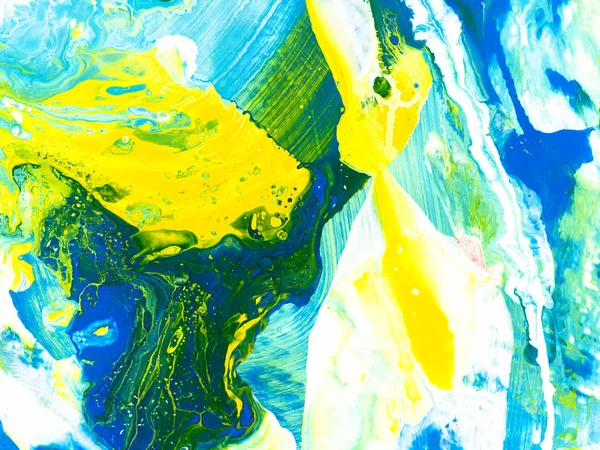 Achtergrond Van Blauwe Groene Gele Creatieve Abstracte Schilderkunst Fragment Van — Stockfoto