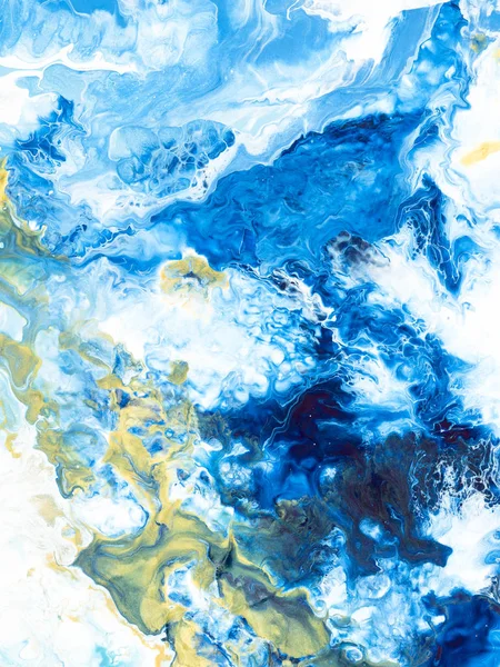 Fundo Pintura Abstrata Criativa Azul Dourada Fragmento Pintura Papel Parede — Fotografia de Stock