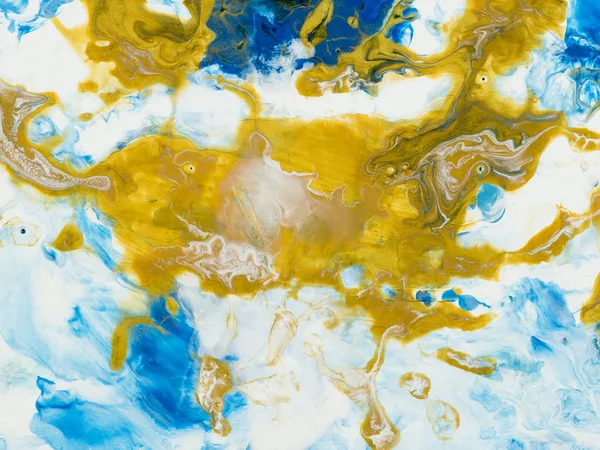 Fundo Pintura Abstrata Criativa Azul Dourada Fragmento Pintura Papel Parede — Fotografia de Stock