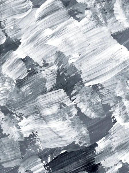 Preto Branco Criativo Abstrato Pintado Mão Fundo Textura Escova Fragmento — Fotografia de Stock