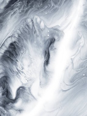 Siyah ve beyaz yaratıcı soyut el boyalı arka plan, mermer doku, tuval üzerine akrilik resim parçası. Modern sanat. Çağdaş sanat.