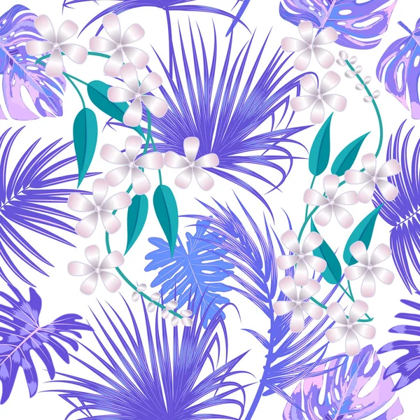 Modèle Sans Couture Vectoriel Tropical Couleur Violette Conception Botanique Feuilles — Image vectorielle