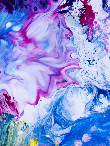 Mavi ve pembe sanat el arka plan, tuval üzerine akrilik resim yakın çekim parça boyalı. Modern sanat. Çağdaş sanat.