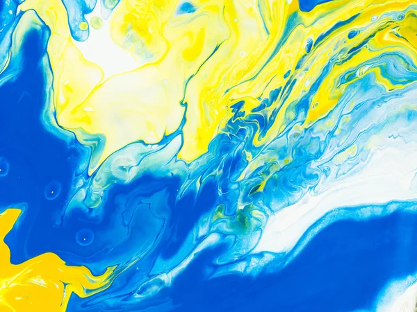 Blue and yellow creative abstract painting background, fragment of the painting, wallpaper, texture. Modern art. Contemporary art.