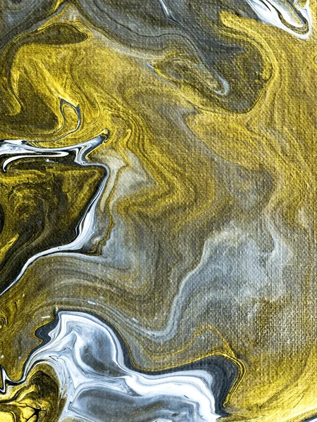 Gold Marmuru Streszczenie Ręcznie Malowane Tła Zbliżenie Malarstwo Akrylowe Płótnie — Zdjęcie stockowe