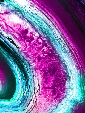 Neon mermer doku, Soyut El boyalı arka plan, canlı renkler, sıvı boya desen.