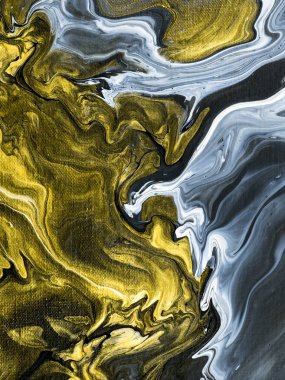 Arka plan, tuval üzerine akrilik resim yakın çekim altın mermer Soyut El boyalı. Çağdaş sanat.