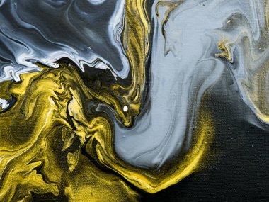 Arka plan, tuval üzerine akrilik resim yakın çekim altın mermer Soyut El boyalı. Çağdaş sanat.