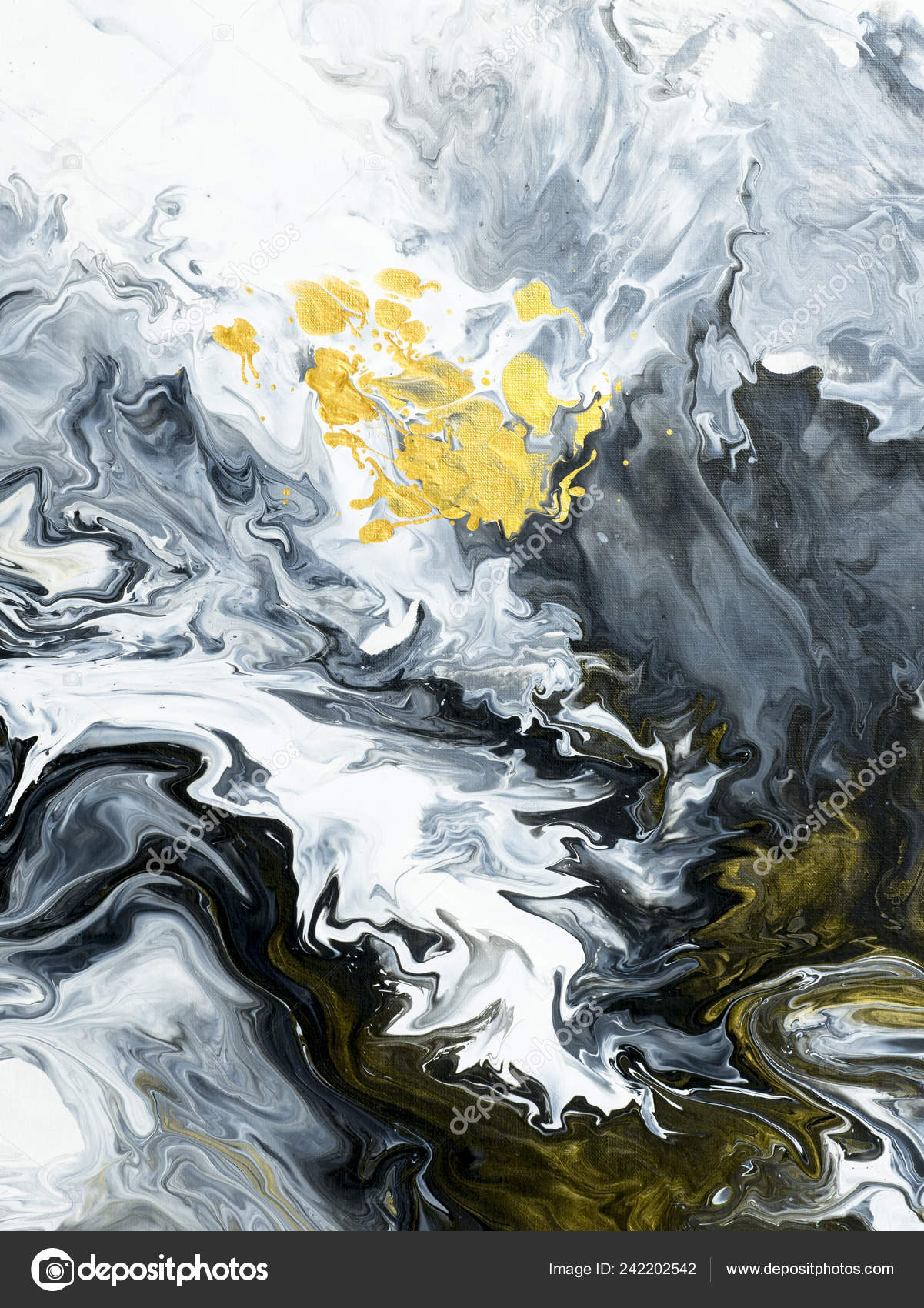 Black White Gold Marble Abstract Hand Painted Background Close Acrylic  Stock Illustration by ©artlu #242202542