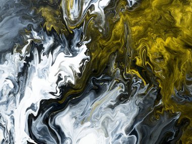 Soyut El boyalı siyah ve beyaz altın arka plan, akrilik boya tuval, duvar kağıdı, mermer doku close-up ile.