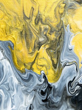 Arka plan, tuval üzerine akrilik resim yakın çekim altın mermer Soyut El boyalı. Çağdaş sanat.