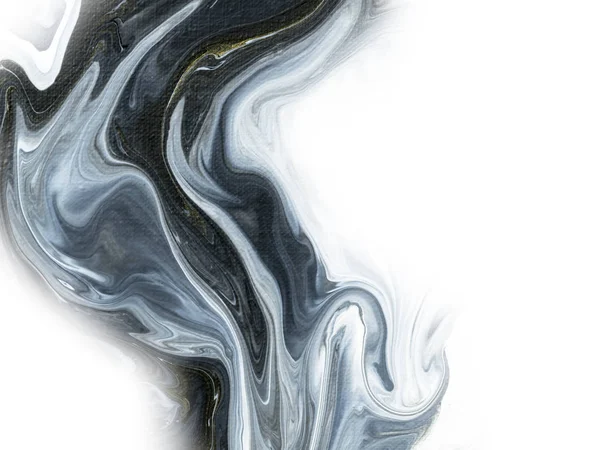 Черно Белый Золотым Мрамором Абстрактный Ручной Окрашенный Фон Крупным Планом — стоковое фото
