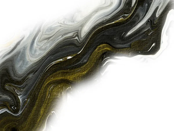 Soyut Boyalı Siyah Beyaz Altın Arka Plan Ile Akrilik Boya — Stok fotoğraf