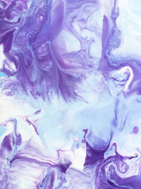 Bllue ve menekşe mermer el boyalı arka plan, tuval üzerine akrilik resim yakın çekim soyut. Çağdaş Sanat.