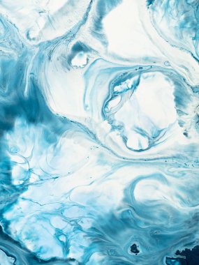 Mavi soyut el arka plan, yakın çekim tuval üzerine akrilik boya boyalı. Çağdaş Sanat.