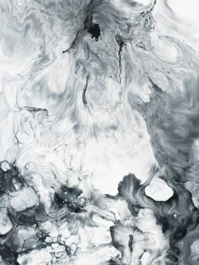 Siyah ve beyaz mermer soyut el arka plan, yakın çekim tuval üzerine akrilik boya boyalı. Çağdaş Sanat.