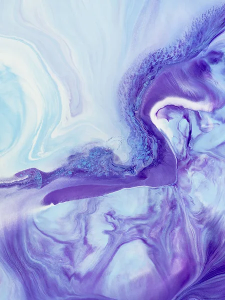 蓝光和紫罗兰色大理石抽象手绘背景 特写镜头的丙烯酸绘画在画布上 当代艺术 — 图库照片