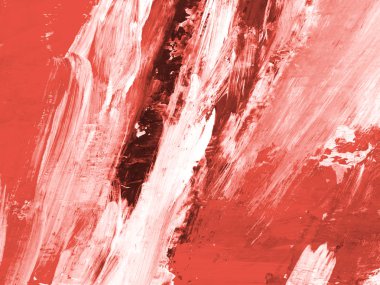 Yaşayan mercan renkli yaratıcı soyut resim. Ana eğilim kavramı. Fırça dokusu. Modern sanat. Çağdaş sanat.