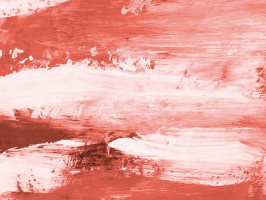 Yaşayan mercan renkli yaratıcı soyut resim. Ana eğilim kavramı. Fırça dokusu. Modern sanat. Çağdaş sanat.