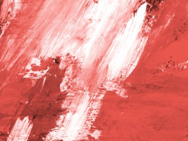 Yaşayan mercan renkli yaratıcı soyut resim. Ana eğilim kavramı. Fırça dokusu. Modern sanat. Çağdaş sanat.