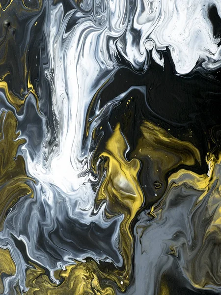 Abstrakta handmålade svart och vitt med guld bakgrund — Stockfoto