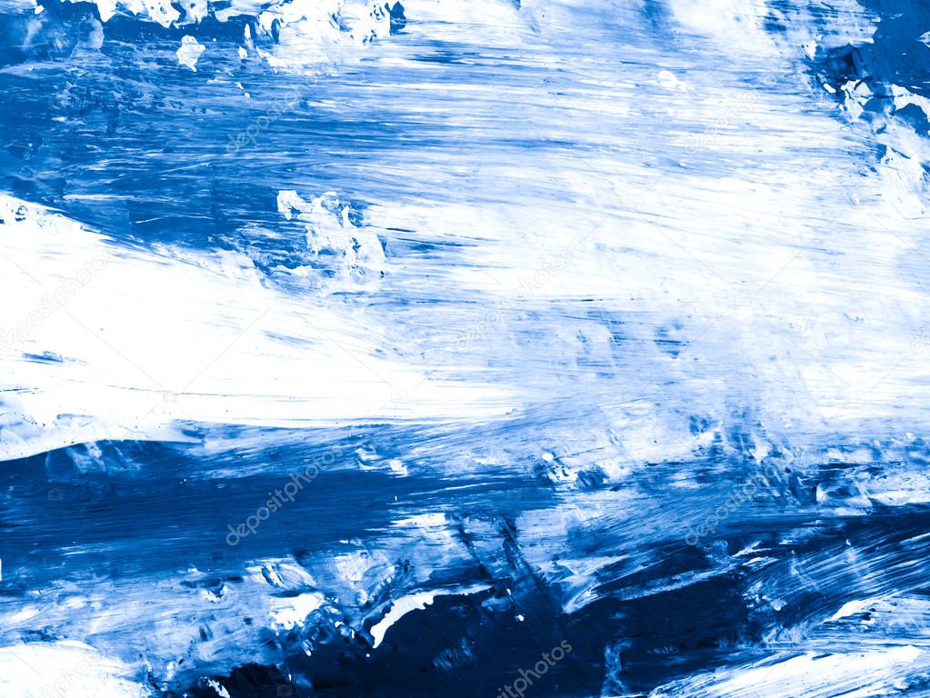 Blue creative abstract hand painted background, wallpaper, textu