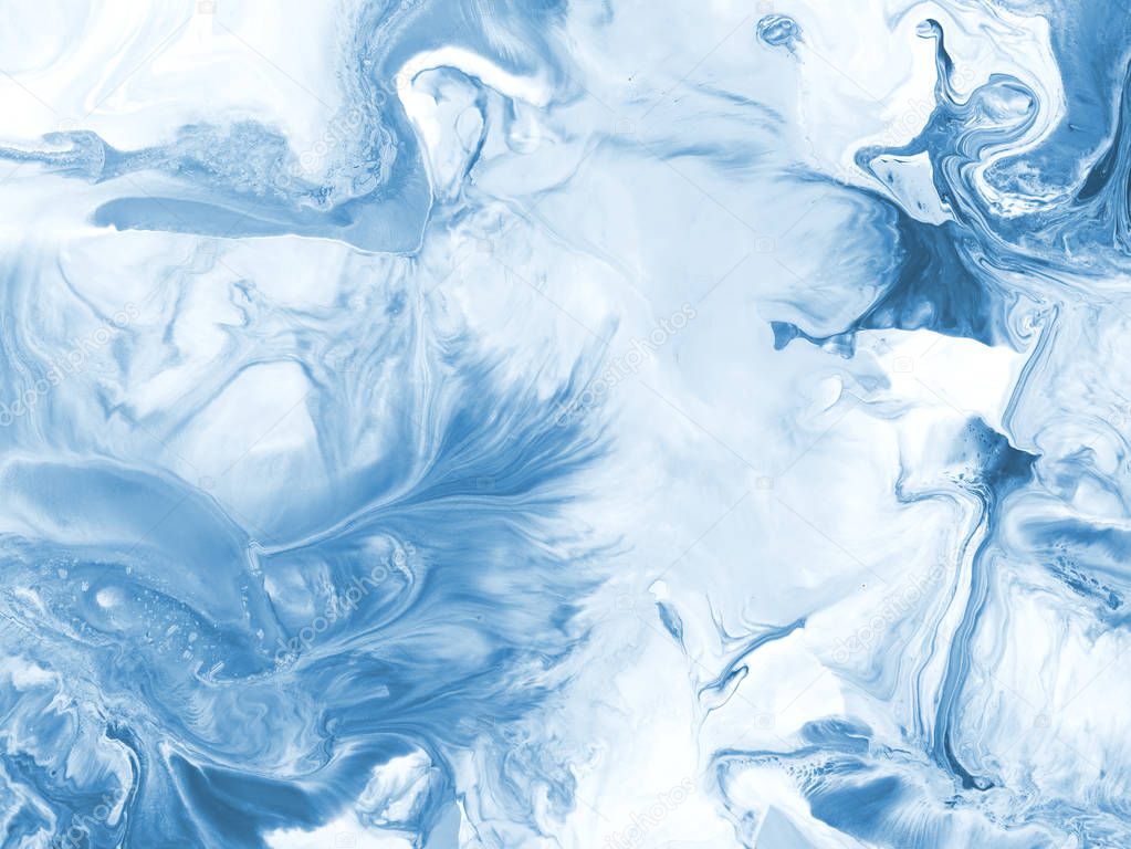 Blue creative abstract hand painted background, marble texture, 