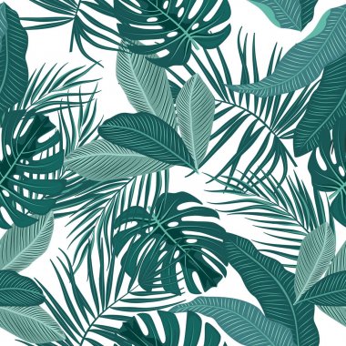 Tropikal orman palmiye sorunsuz desen yaprakları