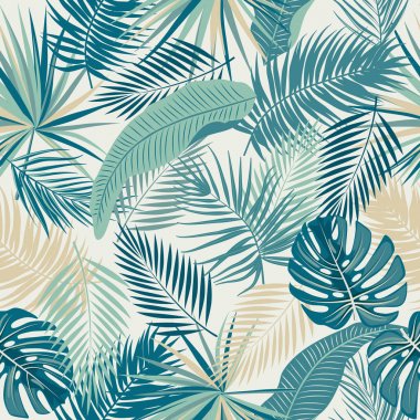 Tropikal orman palmiye sorunsuz desen yaprakları
