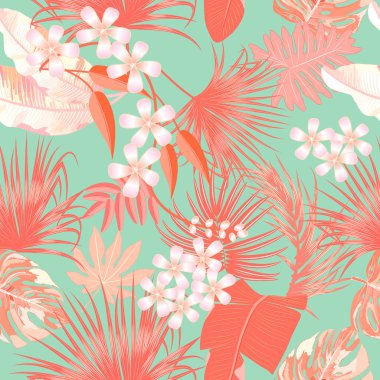 Tropikal orman palmiye sorunsuz desen yaprakları