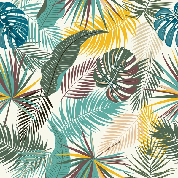 Tropische jungle Palm verlaat naadloze patroon — Stockvector
