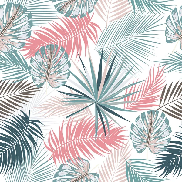 Yaprak monstera, çiçekler, tropikal yaprakların Dikişsiz desen