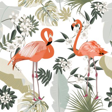 Vektör tropikal dikişsiz desen zeytin yeşili renklerde. Botanik d