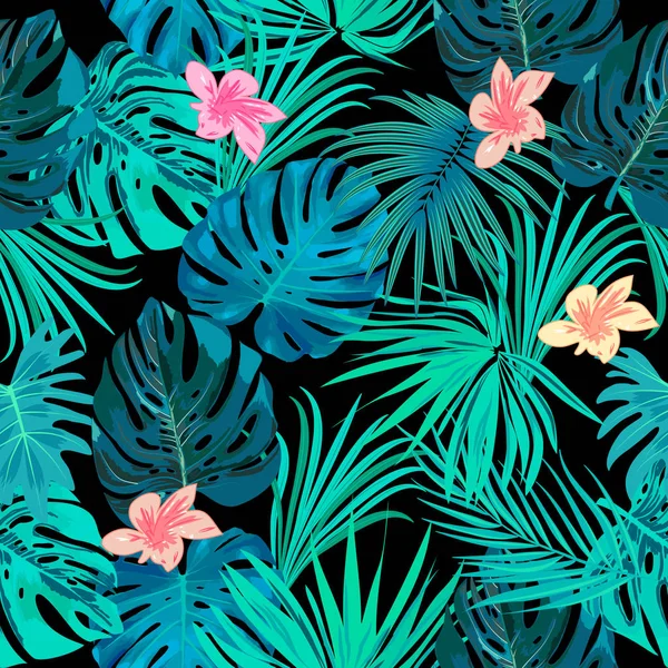 Тропічні джунглі пальми листя безшовний візерунок — стоковий вектор