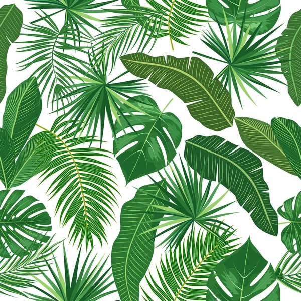 Vector tropical seamless pattern in green colors. Botany design. — Stock Vector