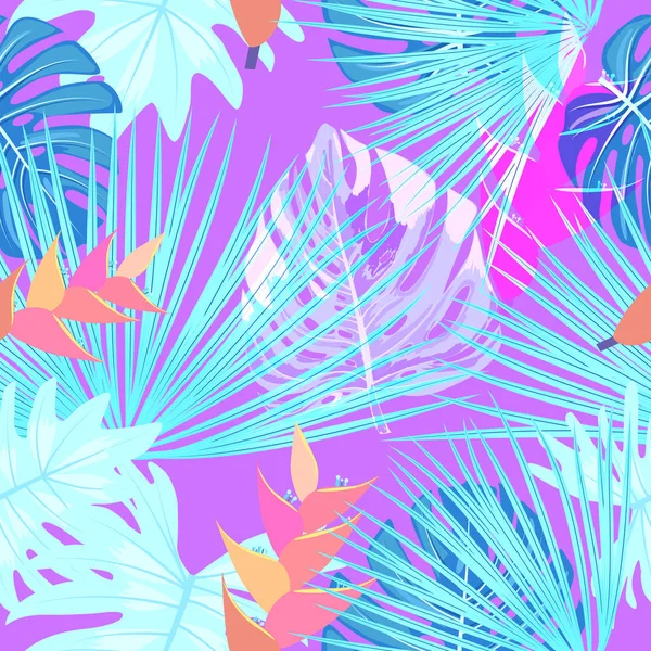 Vecteur néon tropical motif sans couture . — Image vectorielle