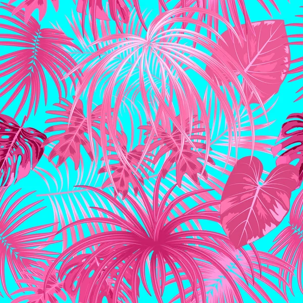 Patrón sin costura tropical vectorial en colores rosados. Diseño botánico . — Archivo Imágenes Vectoriales