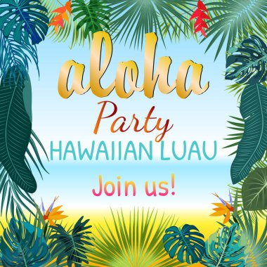 Aloha Hawaii. Poster, el ilanı, ön için en iyi yaratıcı vektör tasarımı