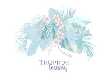 Trendy pastel renklerde vektör tropikal arka plan.