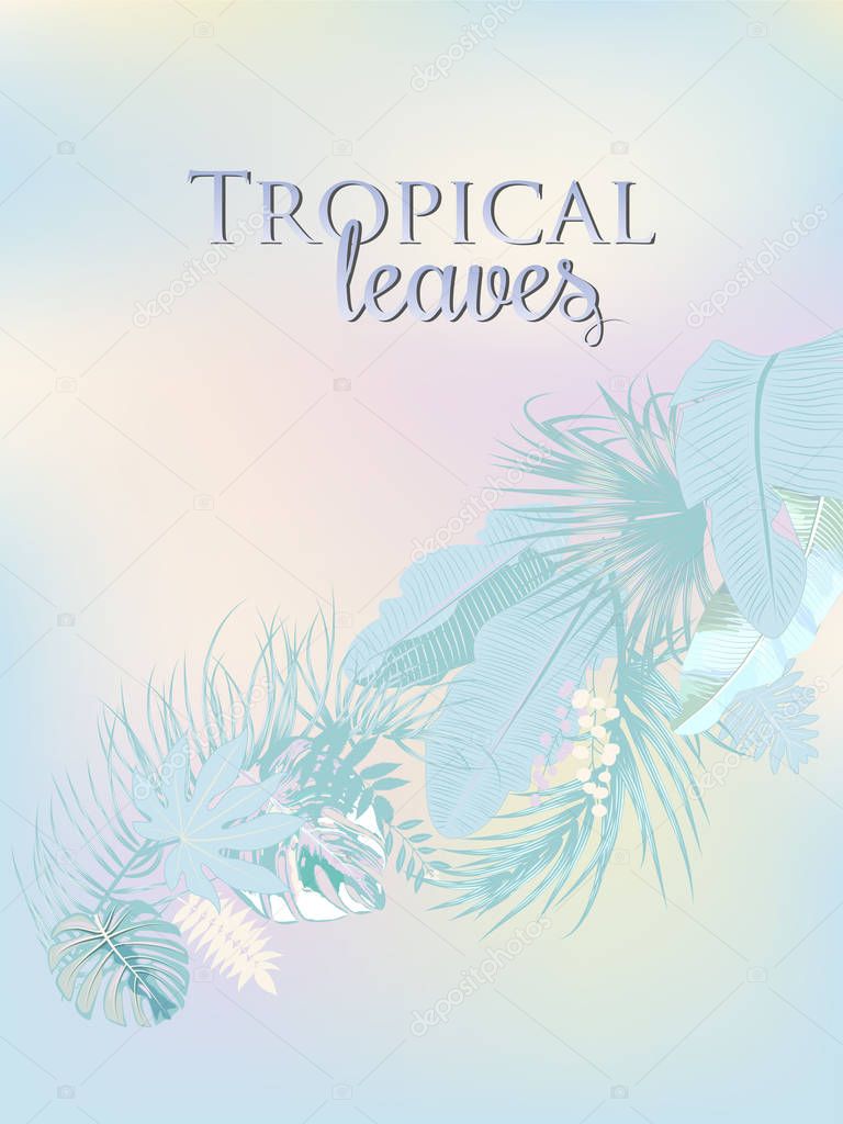 Vector tropical background in trendy pastel colors.