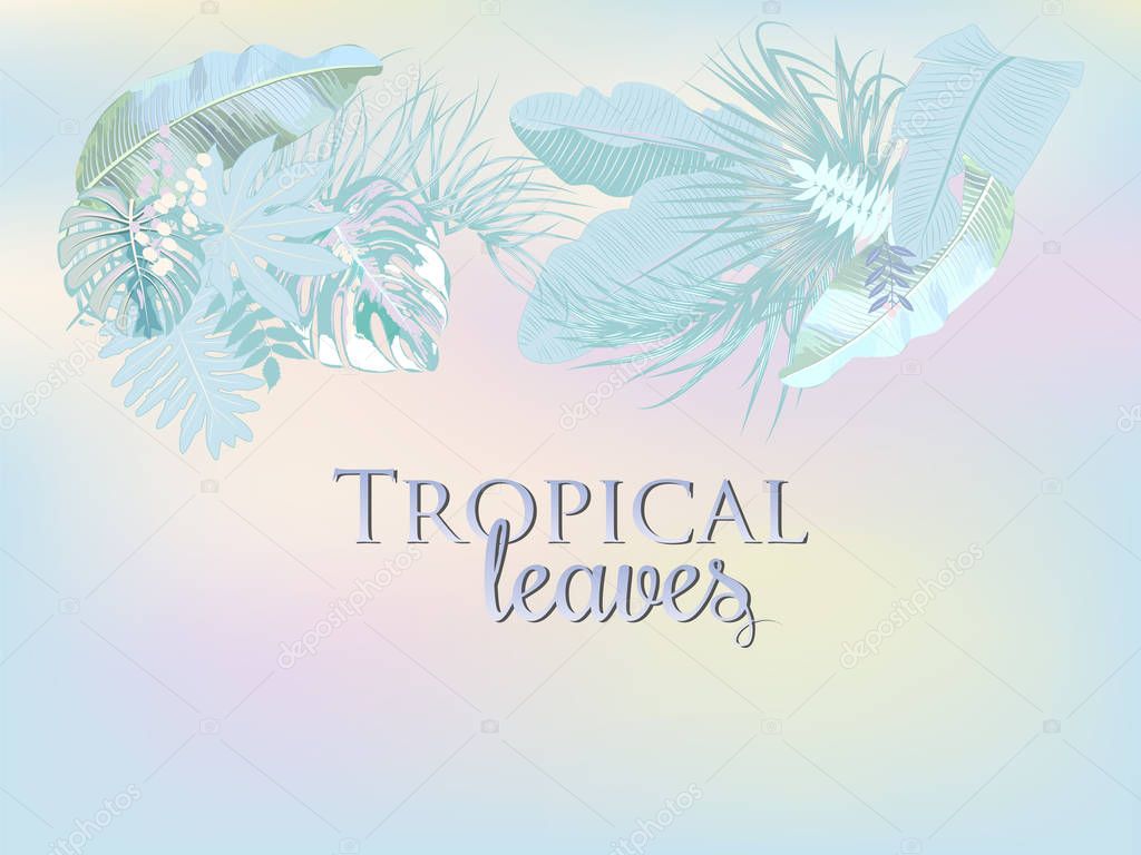 Vector tropical background in trendy pastel colors.