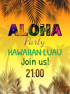 Aloha Hawaii. Poster, el ilanı, ön için en iyi yaratıcı vektör tasarımı