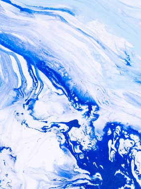 Mavi dalgalar el boyalı arka plan, tuval üzerine akrilik boyama.