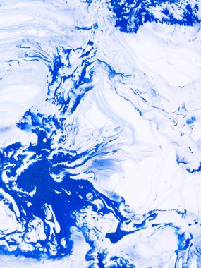 Mavi dalgalar el boyalı arka plan, tuval üzerine akrilik boyama.