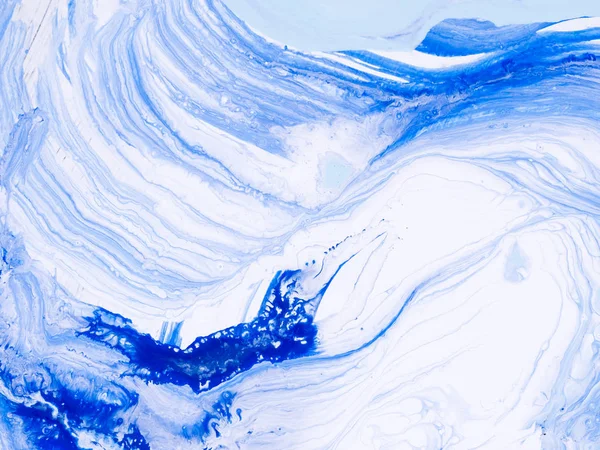 Blauwe golven hand geschilderde achtergrond, Acryl schilderij op canvas. — Stockfoto