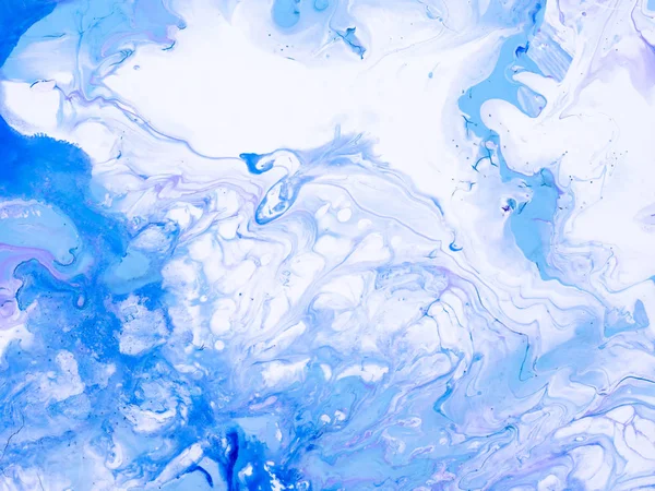 Kék hullámok kézzel festett háttér, akril festmény vászonra. — Stock Fotó