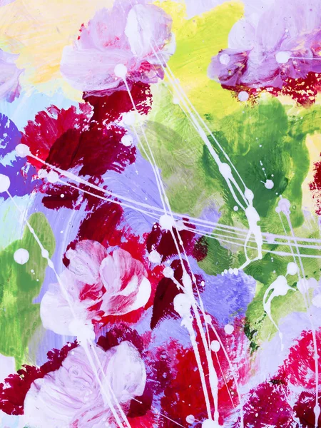 Абстрактні квіти акрилового живопису на полотні . — стокове фото