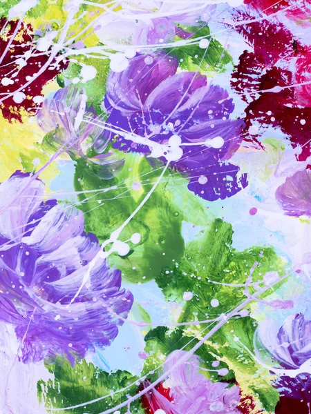 Flores abstractas de pintura acrílica sobre lienzo . —  Fotos de Stock