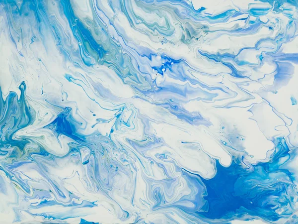 Blå abstrakt konst handmålade bakgrund, flytande akryl m — Stockfoto